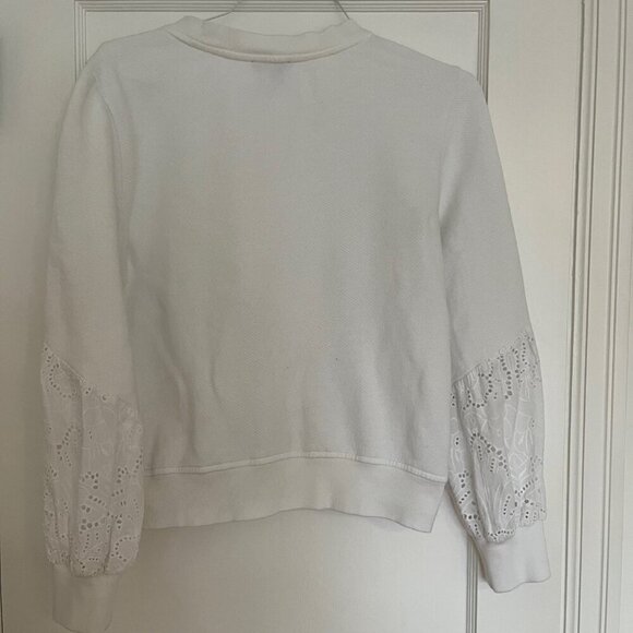 PAIGE White Cotton Eyelet Sweatshirt | Size Medium - Picture 9 of 12